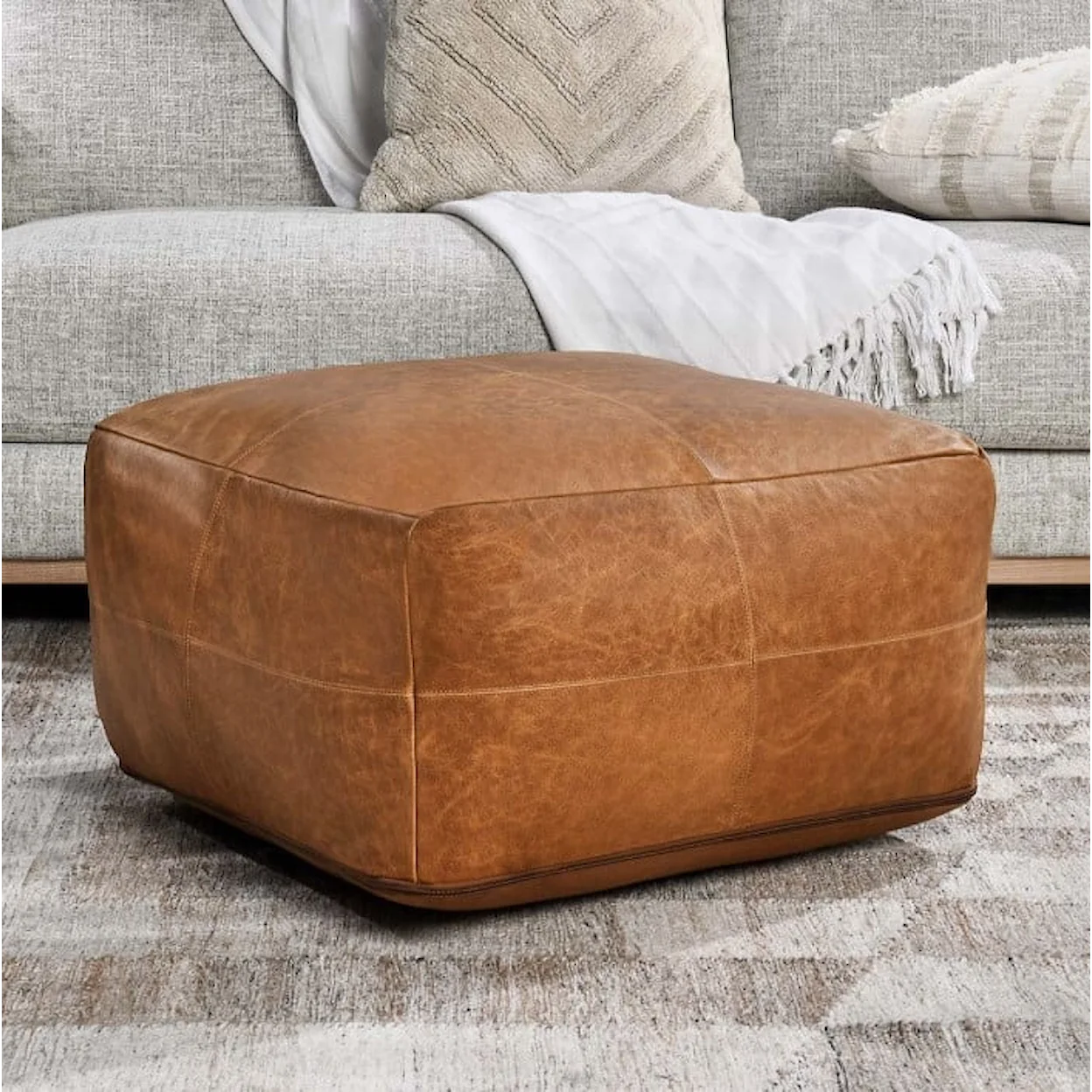 Leather Pouf