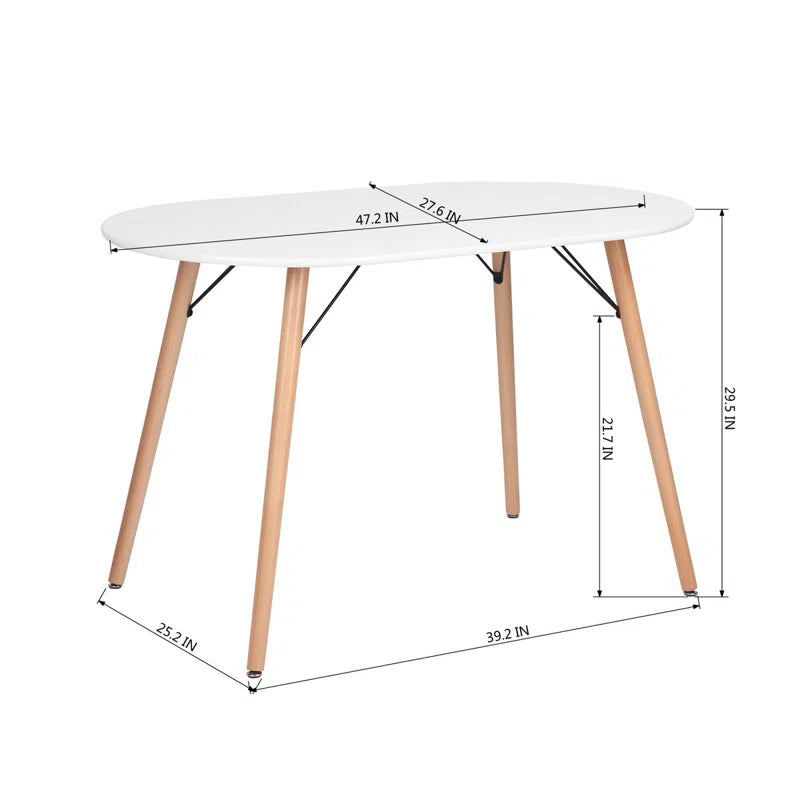 Conerly Oval 27.6" Dining Table Mid-Century Kitchen Table with Wood Tube Oval Top for Home Office