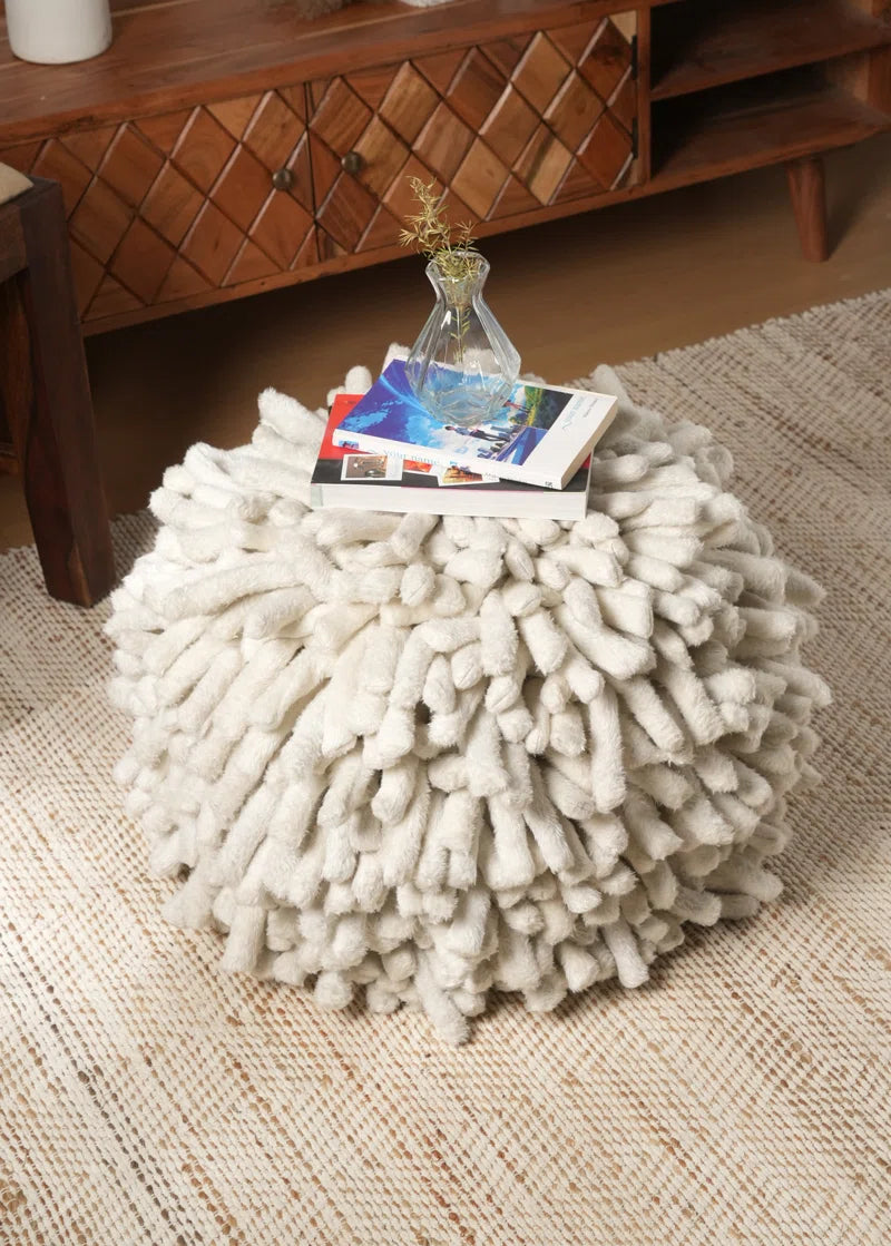 Expobazaar Clayford Handmade round Pouf Foot Stool with Tassel Detailing - Luxe Lounge Collection