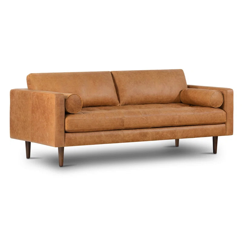 Bismarck 88.5'' Full-Grain Genuine Italian Leather Sofa