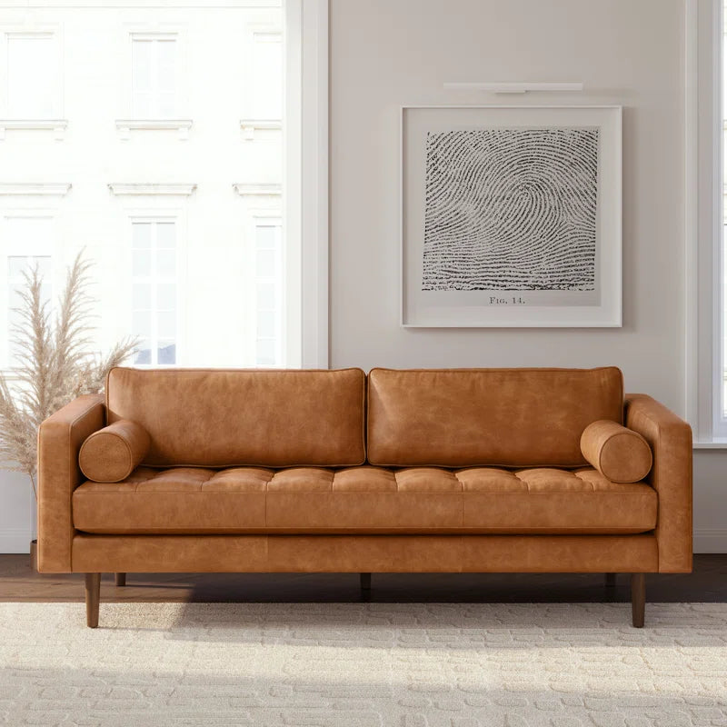 Bismarck 88.5'' Full-Grain Genuine Italian Leather Sofa