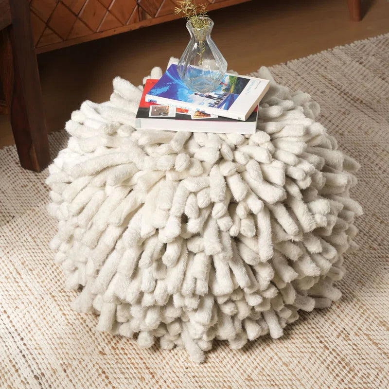 Expobazaar Clayford Handmade round Pouf Foot Stool with Tassel Detailing - Luxe Lounge Collection