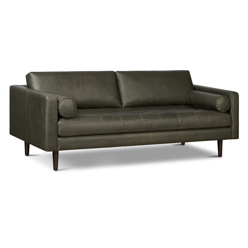 Bismarck 88.5'' Full-Grain Genuine Italian Leather Sofa