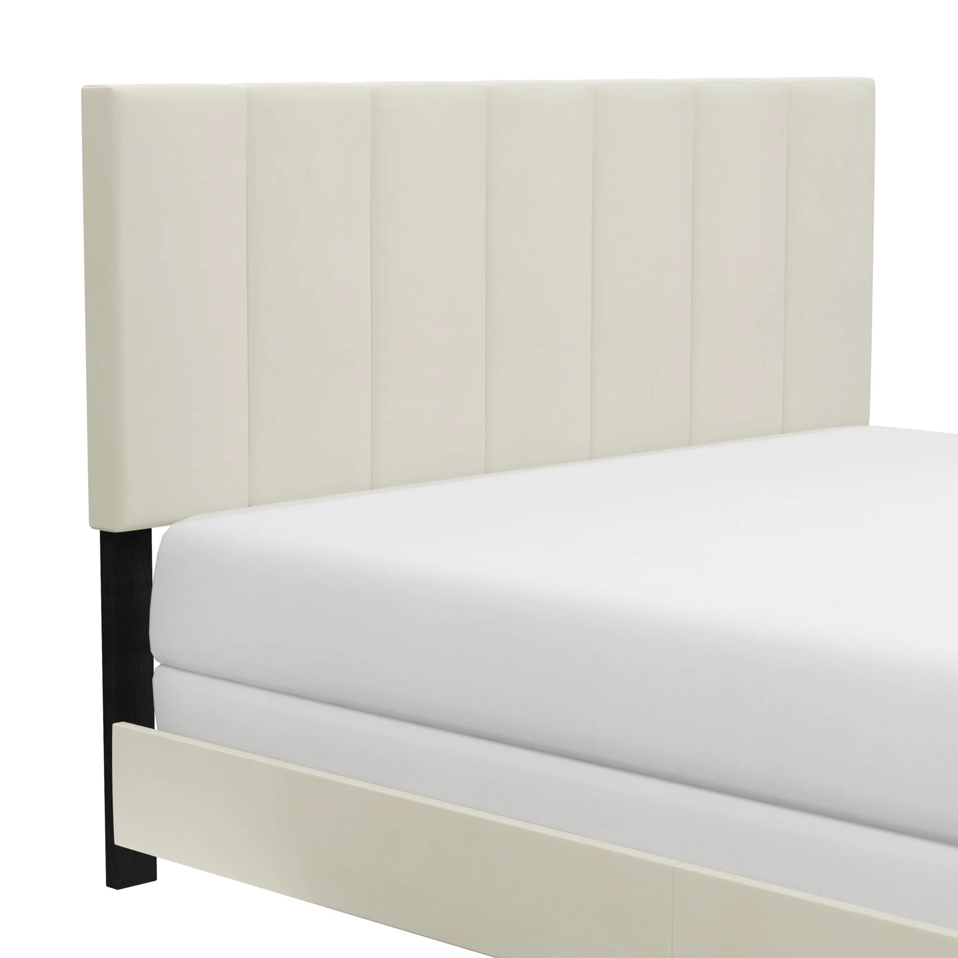 Reece Channel Stitched Upholstered Queen Bed, Ivory, by  Living Essentials