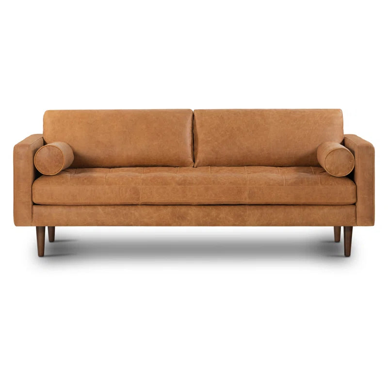 Bismarck 88.5'' Full-Grain Genuine Italian Leather Sofa