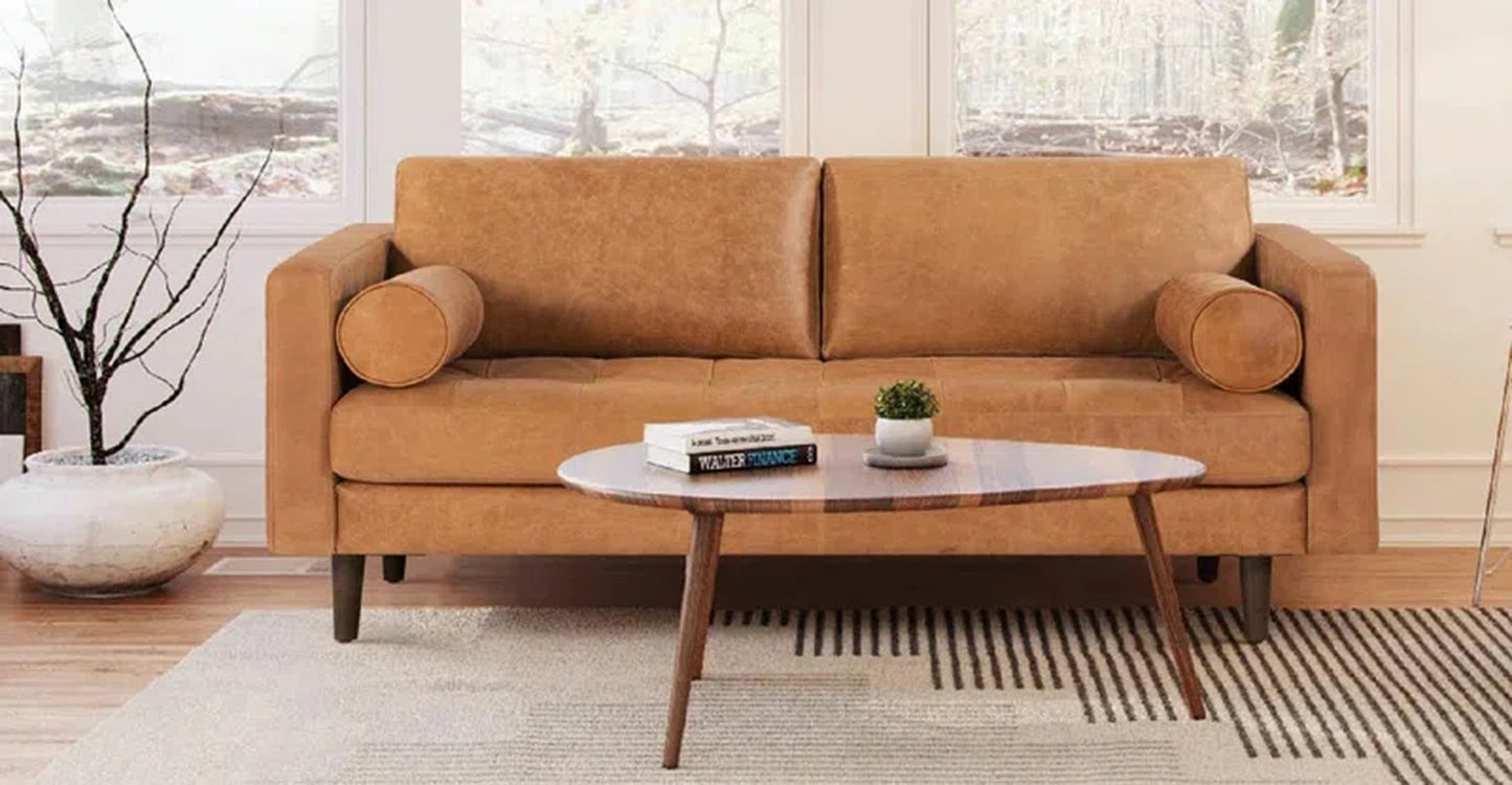 Bismarck 72'' Full-Grain Genuine Italian Leather Sofa