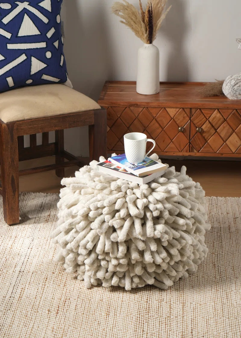 Expobazaar Clayford Handmade round Pouf Foot Stool with Tassel Detailing - Luxe Lounge Collection