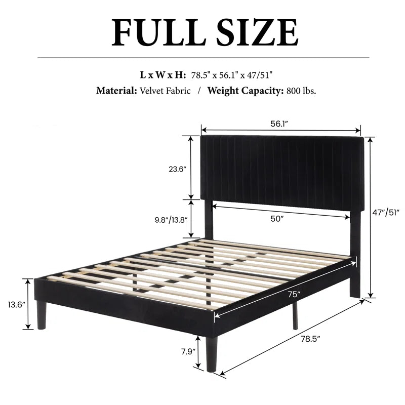 Dunphy Upholstered Platform Bed with Adjustable Headboard