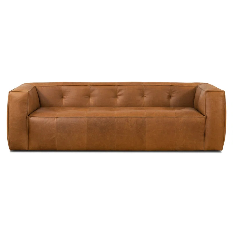 Wyat 92'' Full-Grain Genuine Italian Leather Square Arm Sofa