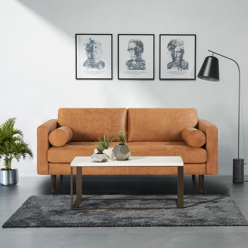 Bismarck 72'' Full-Grain Genuine Italian Leather Sofa