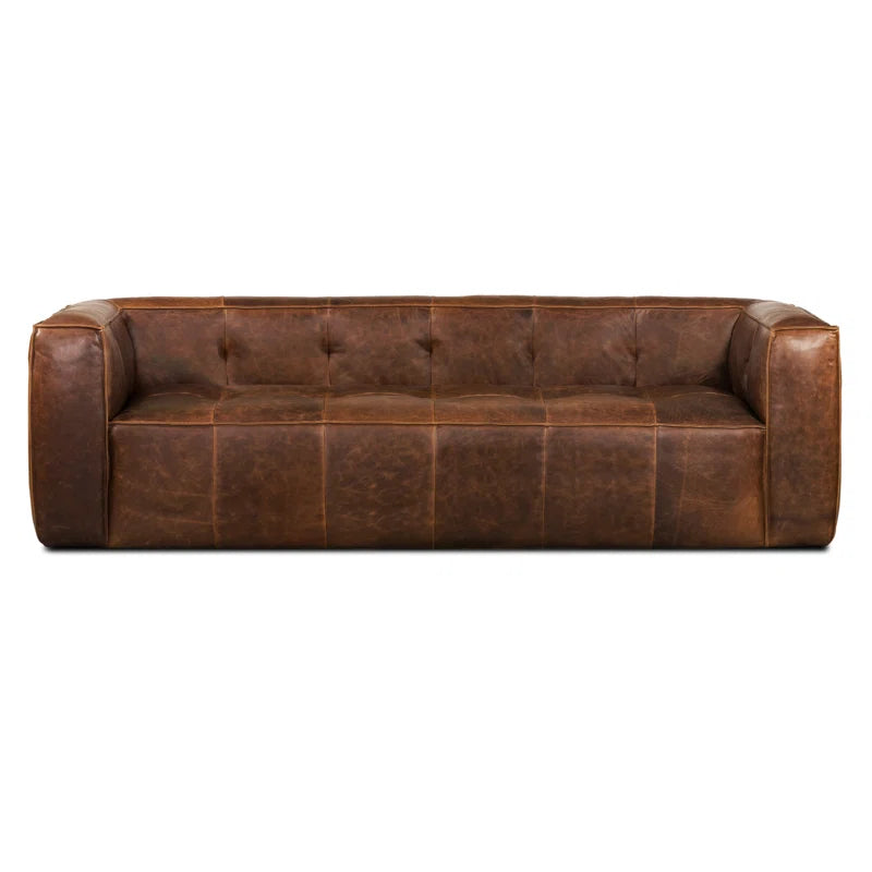 Wyat 92'' Full-Grain Genuine Italian Leather Square Arm Sofa