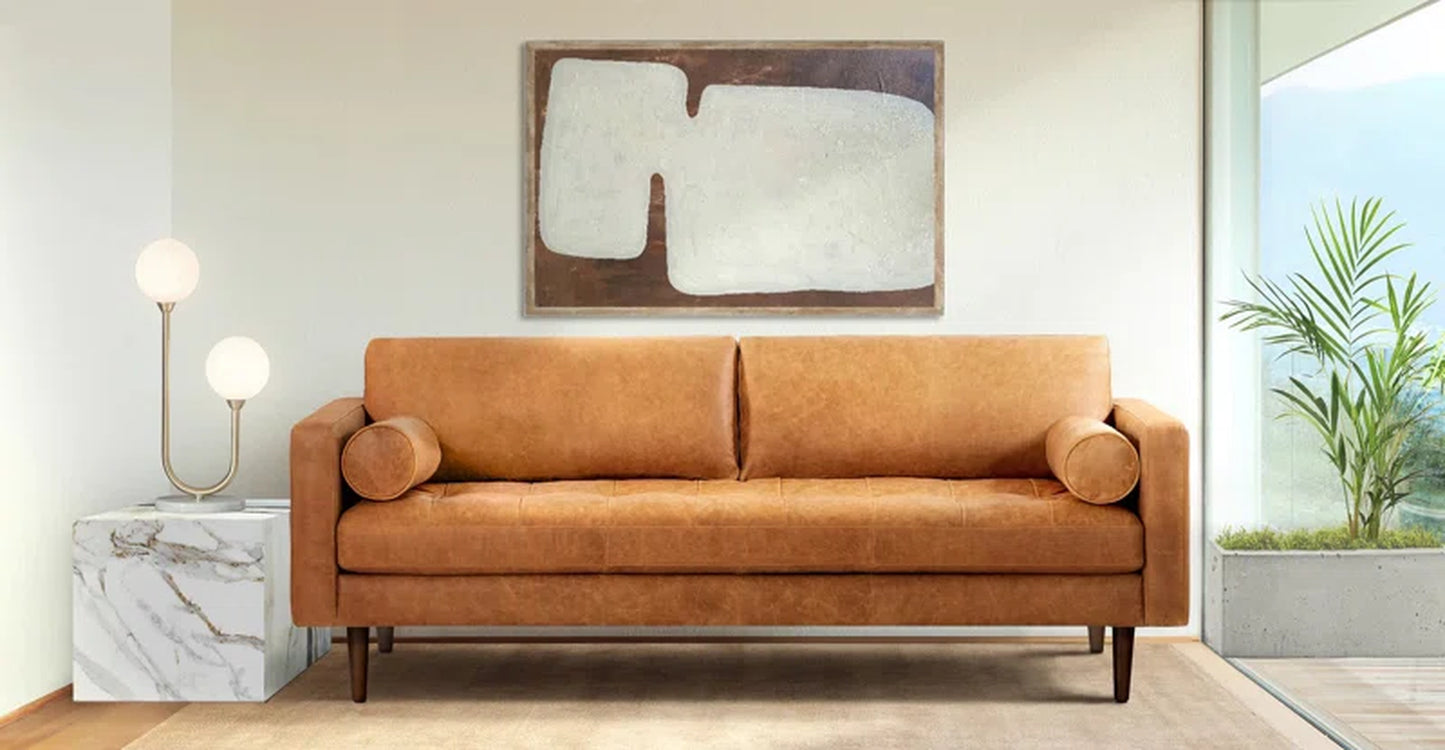 Bismarck 88.5'' Full-Grain Genuine Italian Leather Sofa