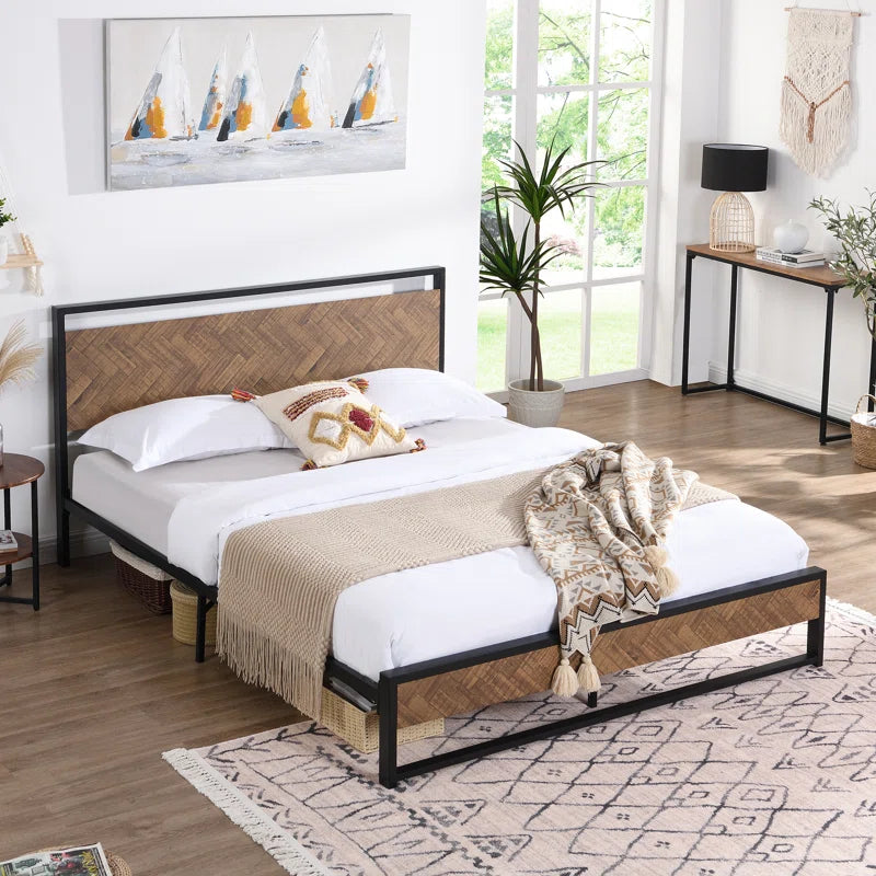 Danise Low Profile Metal Frame Platform Bed with Headboard