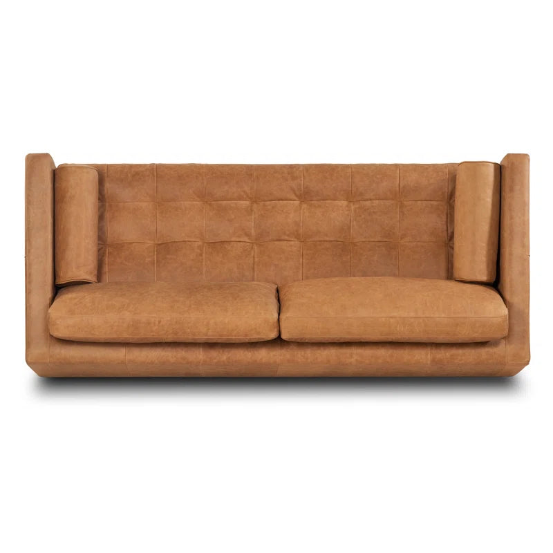 Bismarck 88.5'' Full-Grain Genuine Italian Leather Sofa