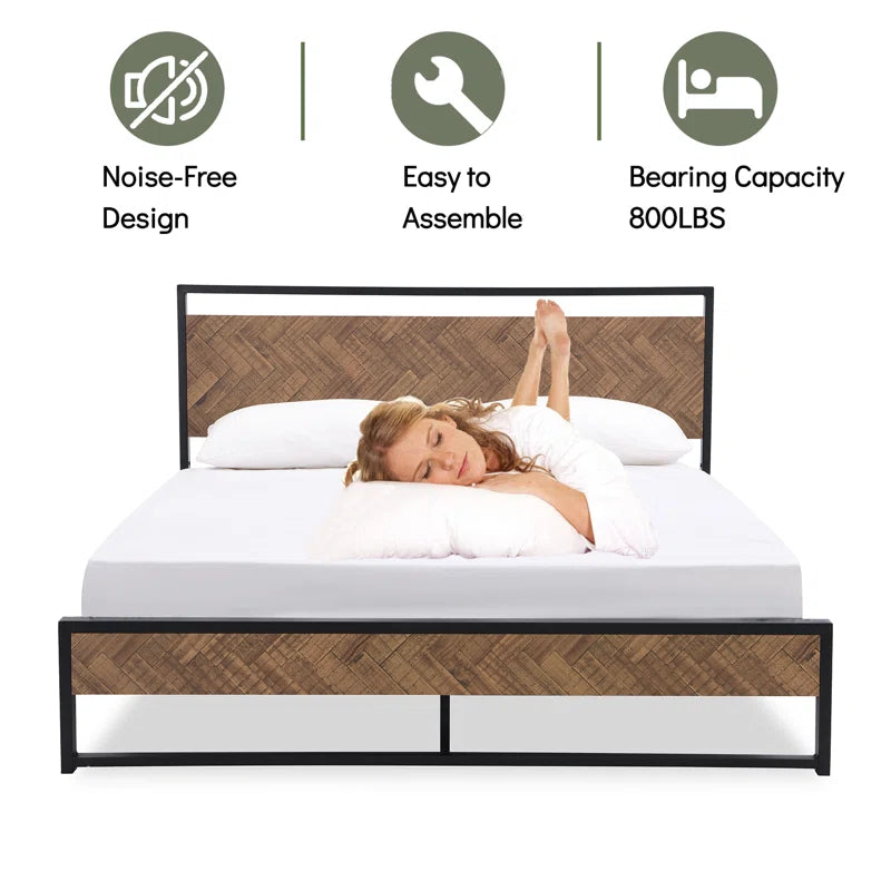 Danise Low Profile Metal Frame Platform Bed with Headboard