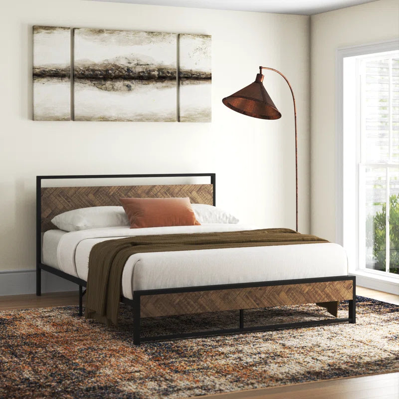 Danise Low Profile Metal Frame Platform Bed with Headboard