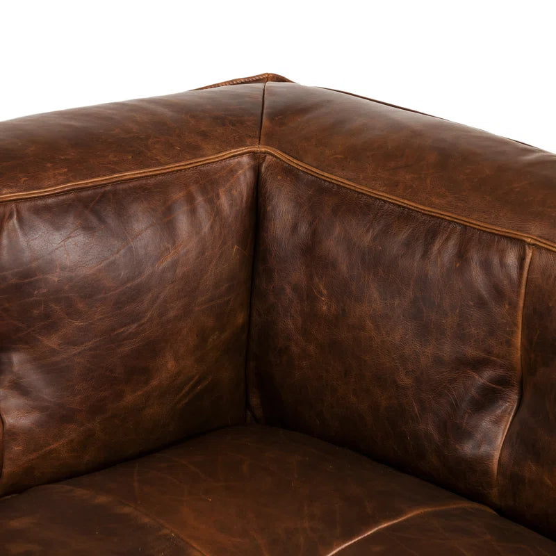 Wyat 92'' Full-Grain Genuine Italian Leather Square Arm Sofa