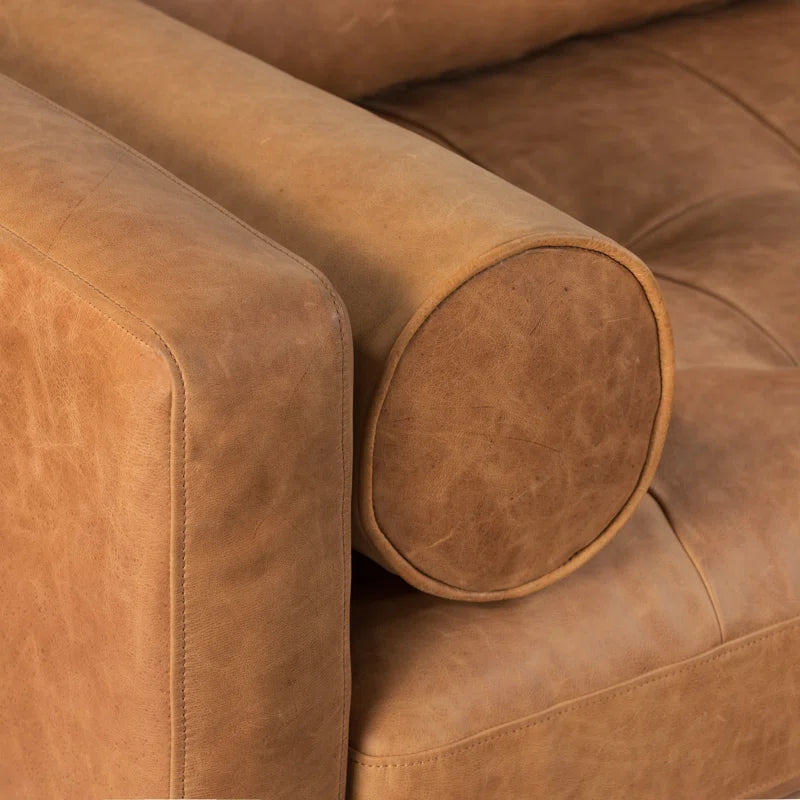 Bismarck 88.5'' Full-Grain Genuine Italian Leather Sofa