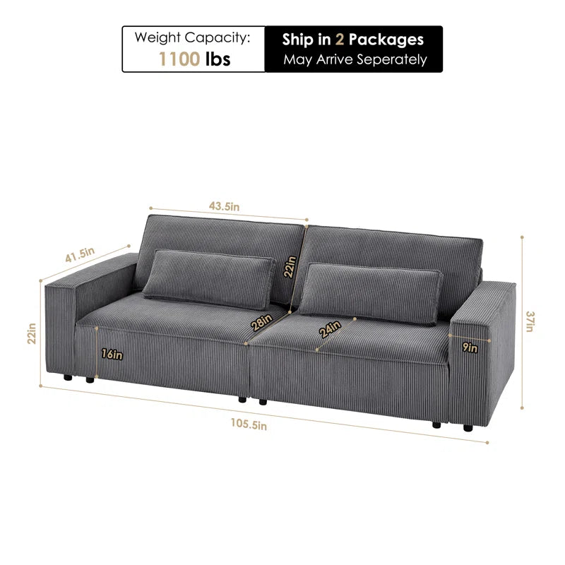 Brandiann 105.5'' Corduroy Sofa