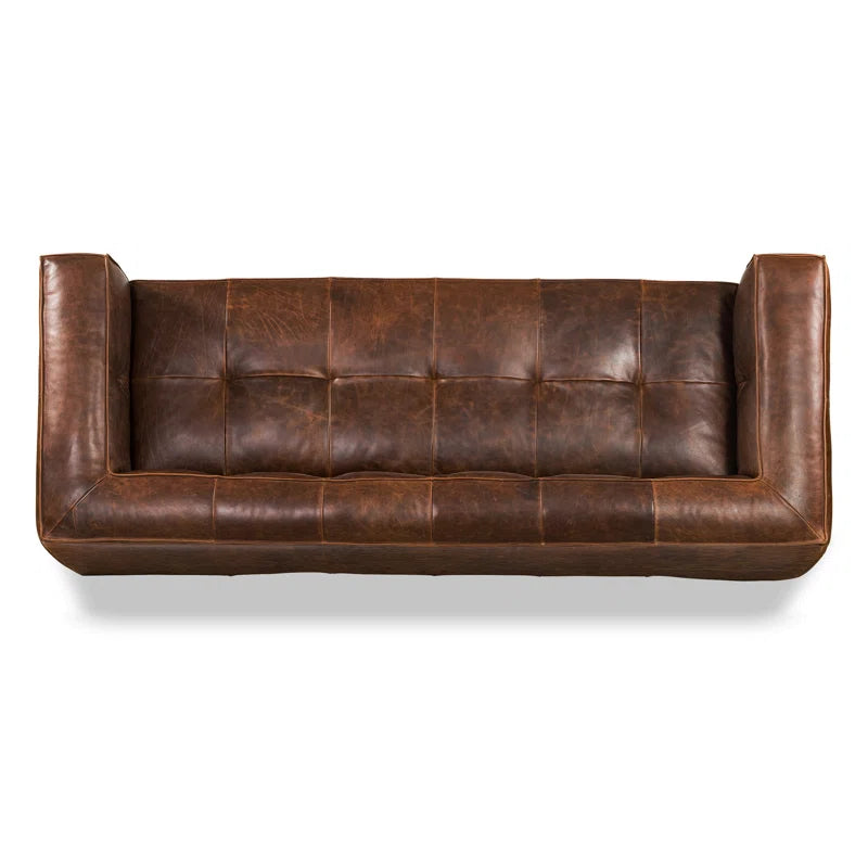 Wyat 92'' Full-Grain Genuine Italian Leather Square Arm Sofa