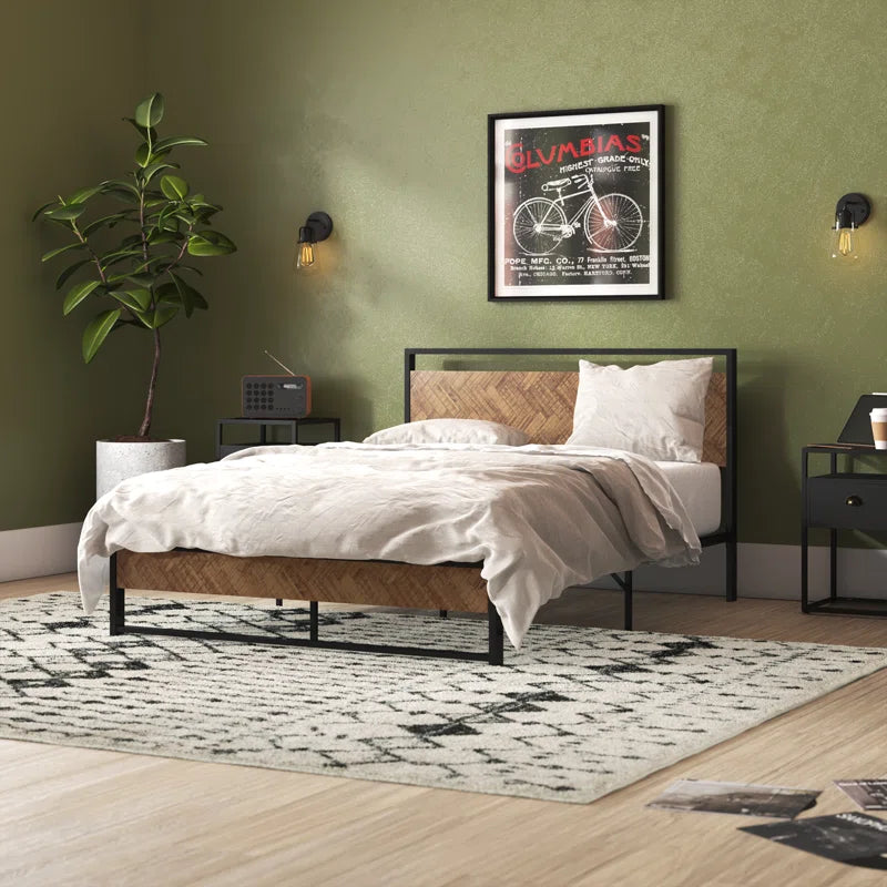 Danise Low Profile Metal Frame Platform Bed with Headboard