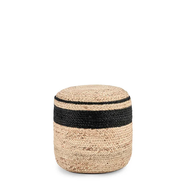 Faro Jute Natural/Black Pouf