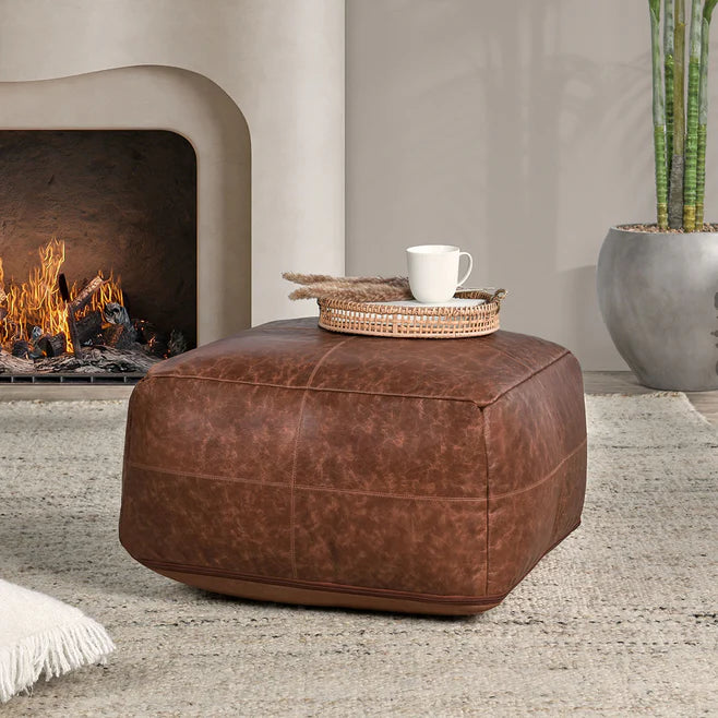 Leather Pouf